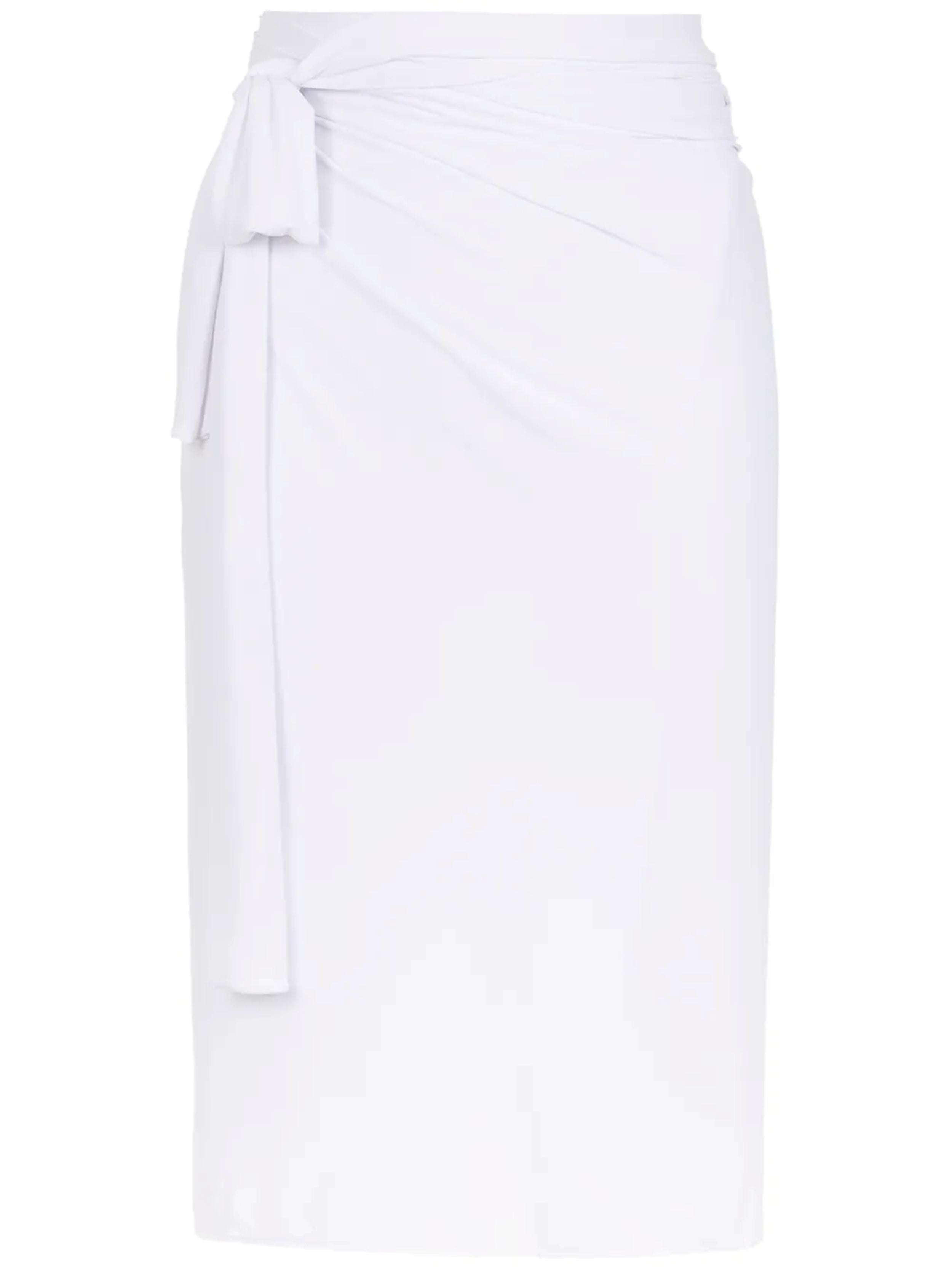 Orixa White Plain Pareo Multi-Wear Wraparound Midi Skirt