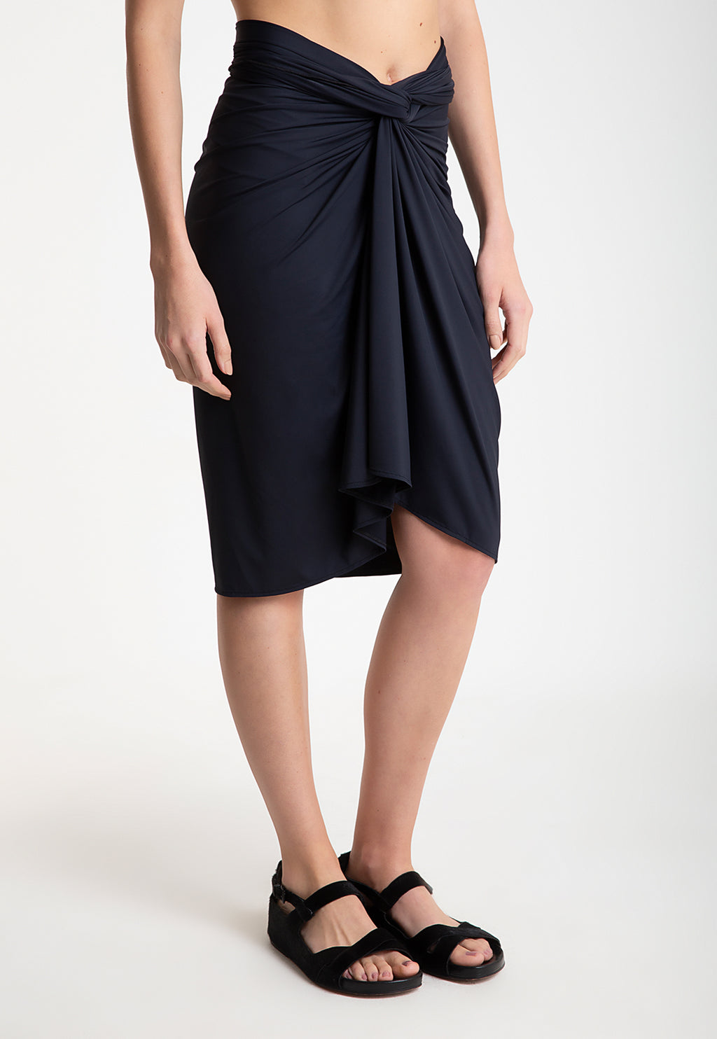 Orixa Black Plain Pareo Multi-Wear Wraparound Midi Skirt