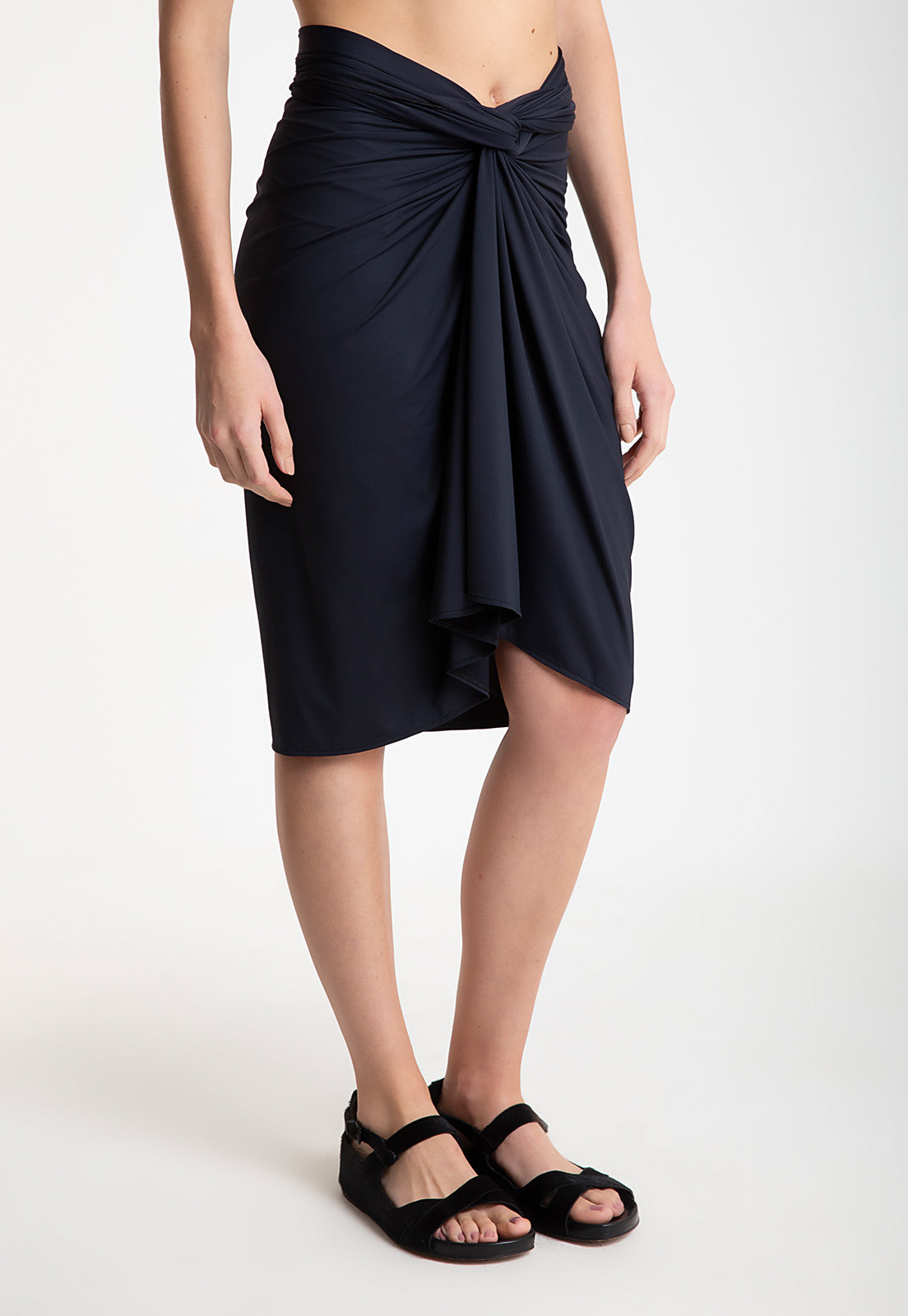 Orixa Black Plain Pareo Multi-Wear Wraparound Midi Skirt