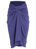 Orixa Purple Plain Pareo Multi-Wear Wraparound Midi Skirt