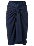 Orixa Blue Plain Pareo Multi-Wear Wraparound Midi Skirt