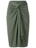 Orixa Green Plain Pareo Multi-Wear Wraparound Midi Skirt