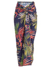 Diana Foliage-Print Skirt Pareo Knotted Cover-Up Jakarta