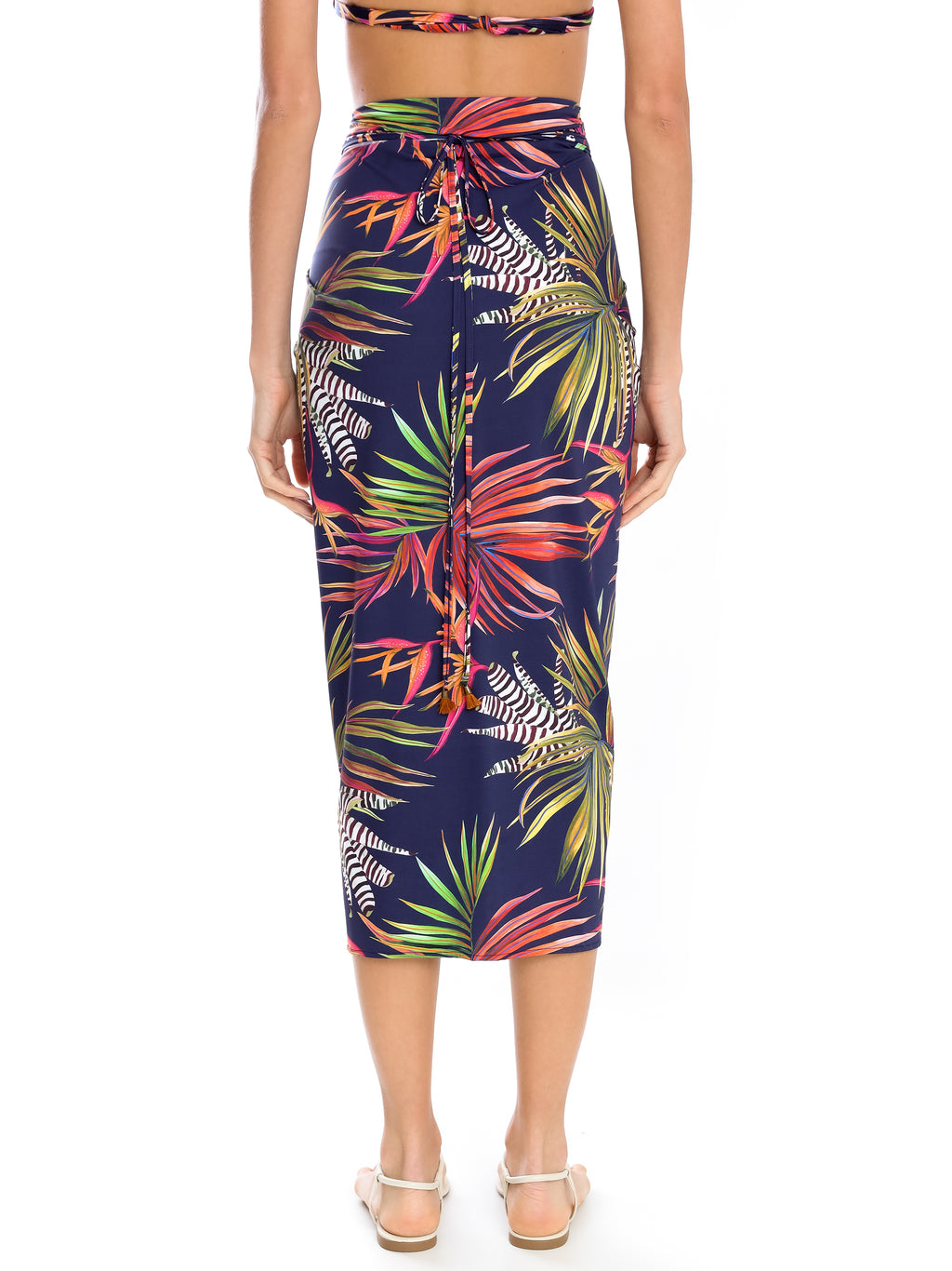 Diana Foliage-Print Skirt Pareo Knotted Cover-Up Jakarta