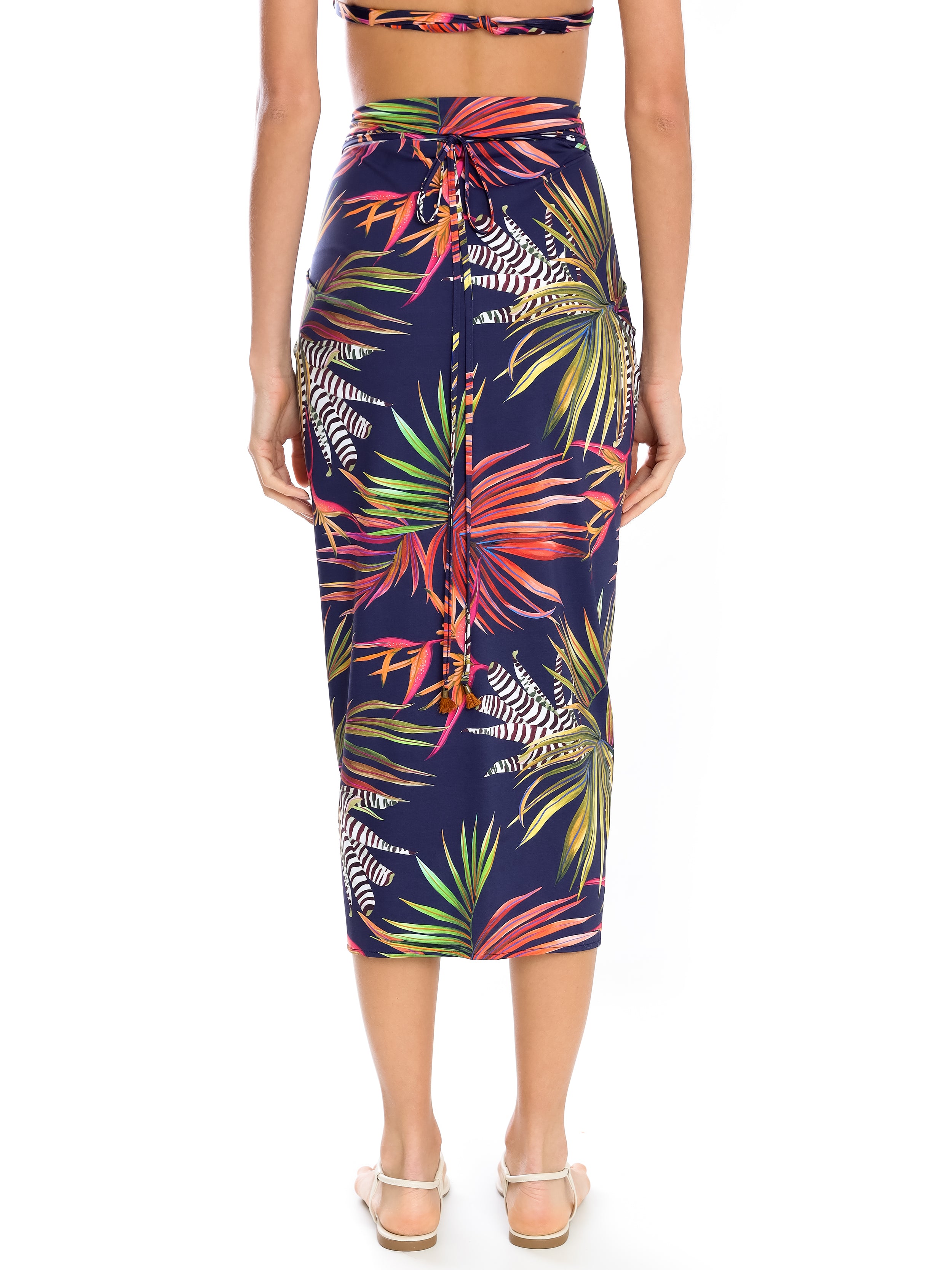 Diana Foliage-Print Skirt Pareo Knotted Cover-Up Jakarta