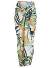 Diana Foliage-Print Skirt Pareo Knotted Cover-Up Sumatra