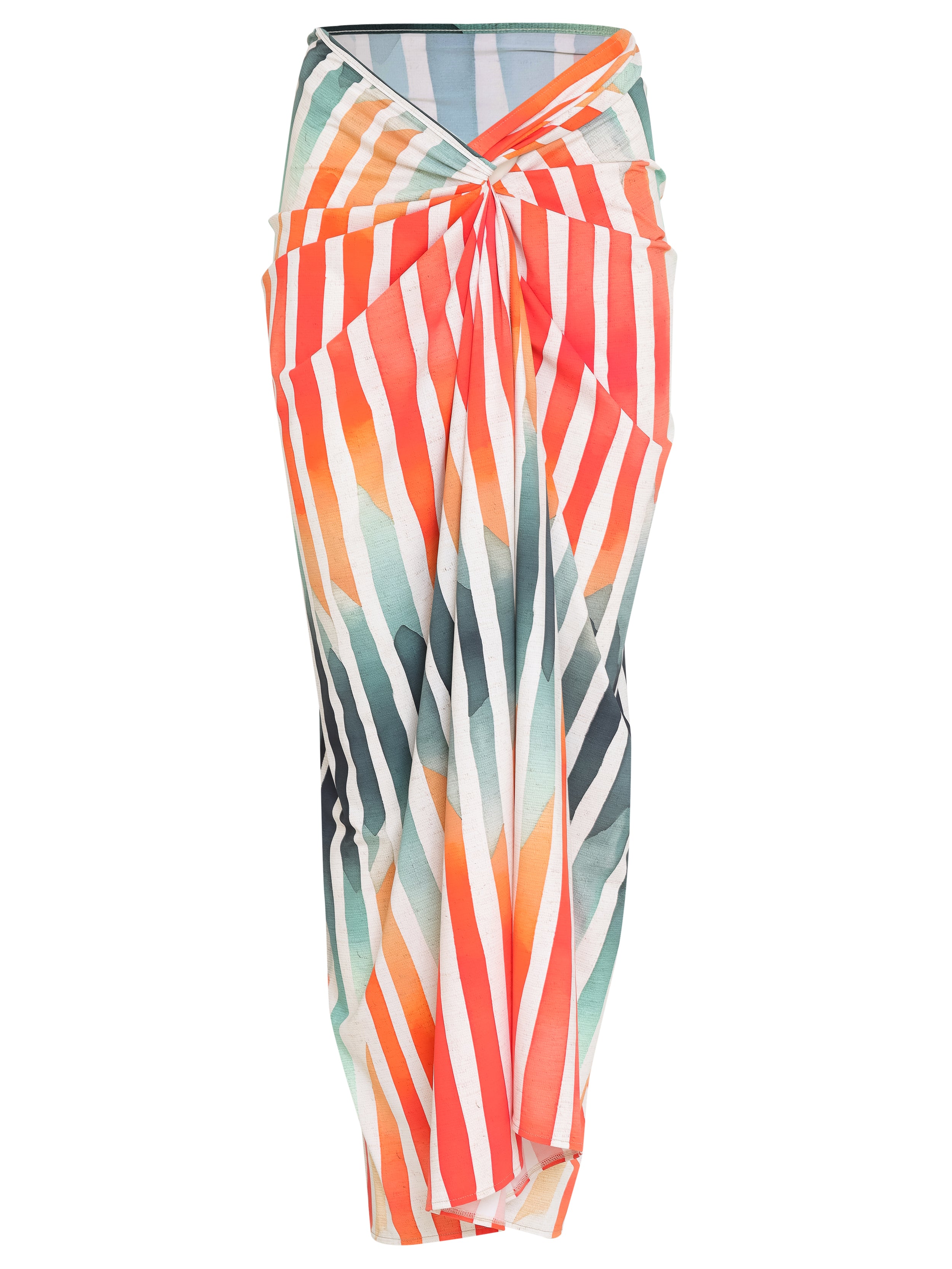 Diana Striped-Print Skirt Pareo Knotted Cover-Up