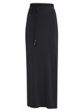Diana Black Plain Skirt Pareo Knotted Cover-Up