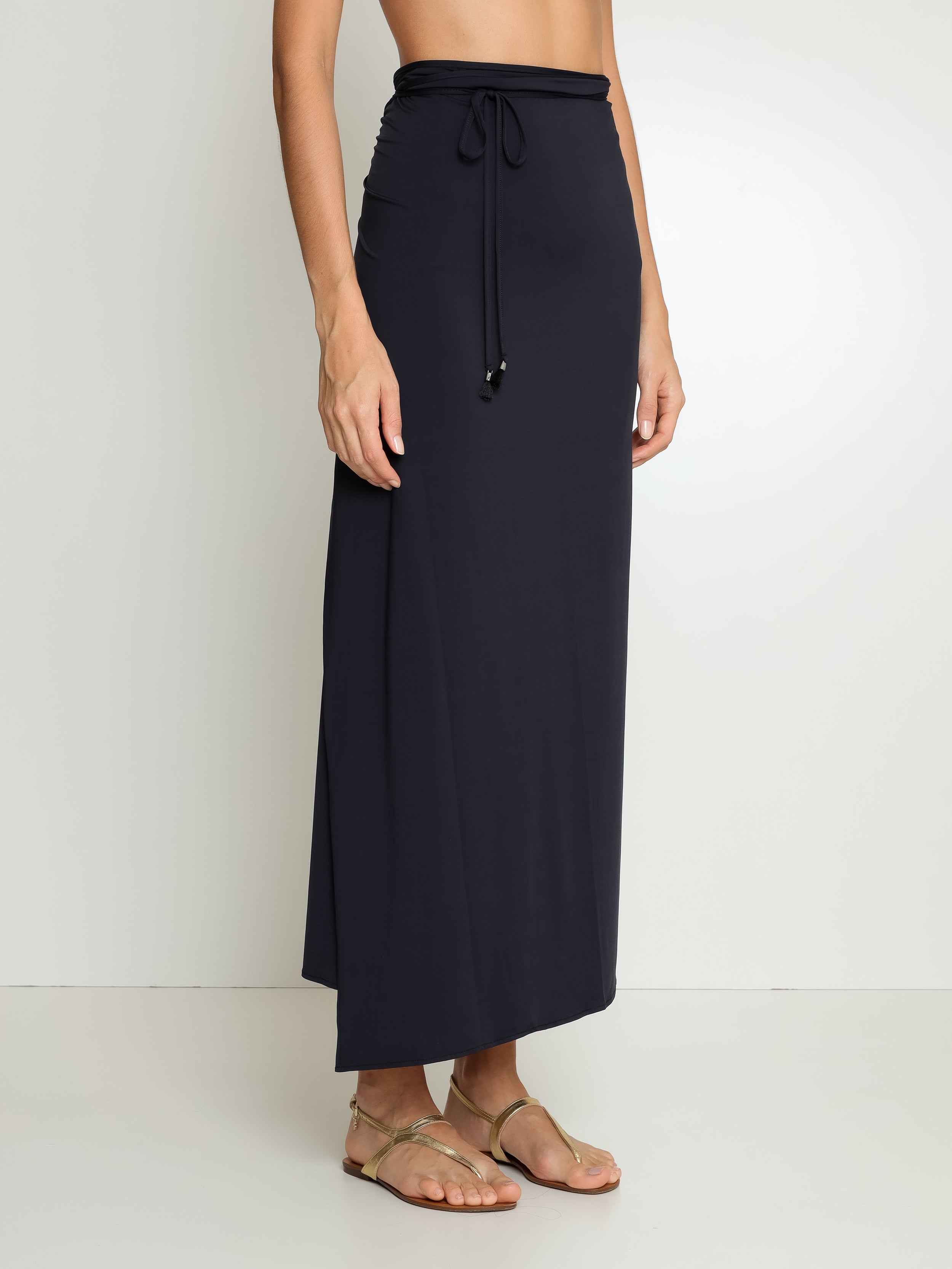 Diana Black Plain Skirt Pareo Knotted Cover-Up