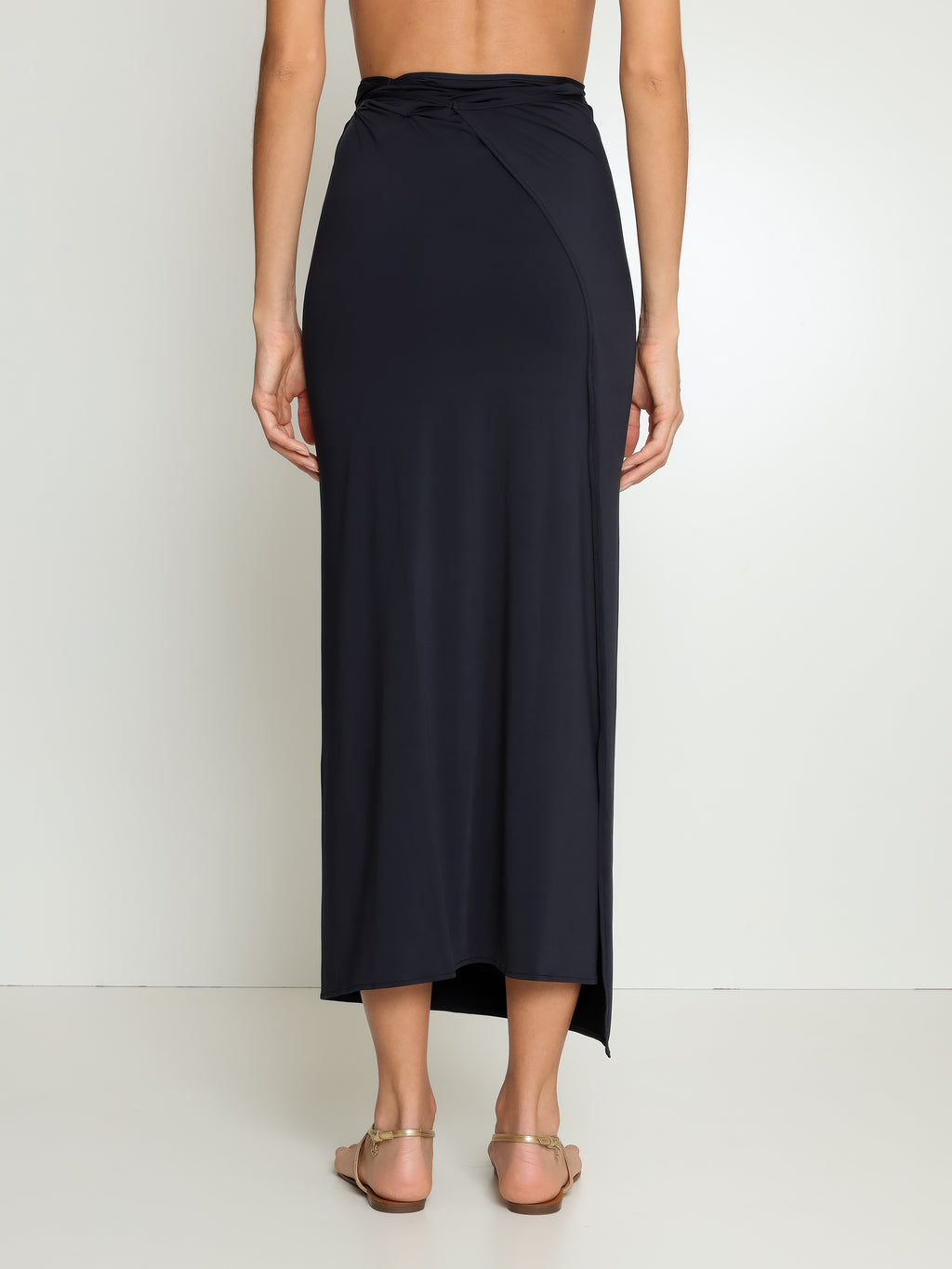 Diana Black Plain Skirt Pareo Knotted Cover-Up