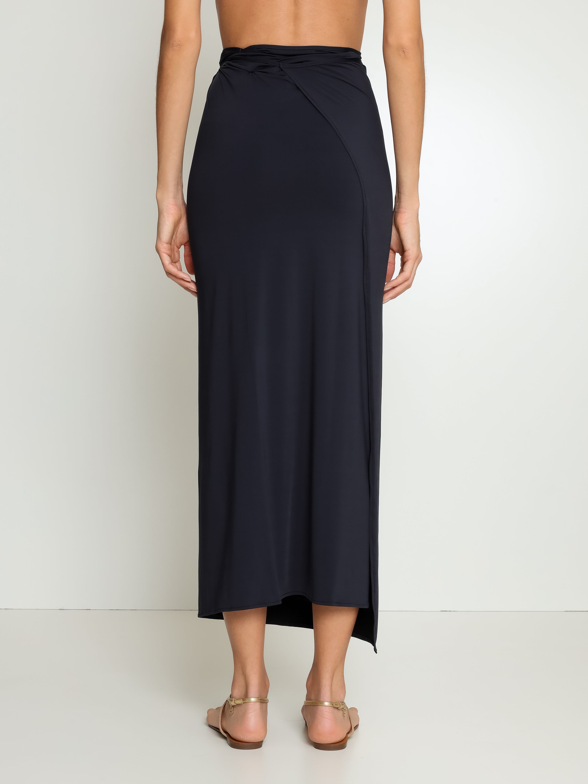Diana Black Plain Skirt Pareo Knotted Cover-Up