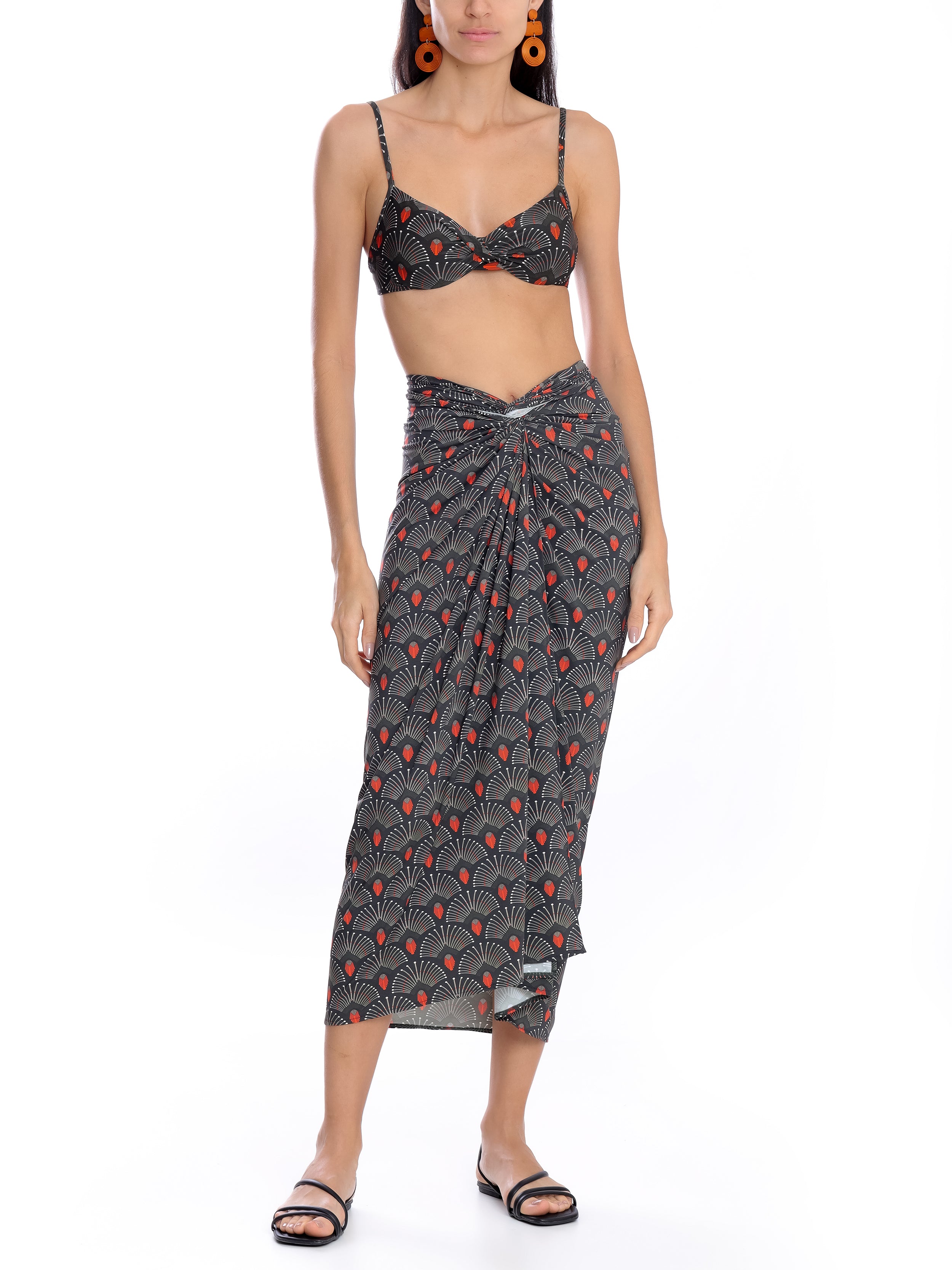Diana -Print Skirt Pareo Knotted Cover-Up