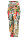 Diana Foliage-Print Skirt Pareo Knotted Cover-Up Laos