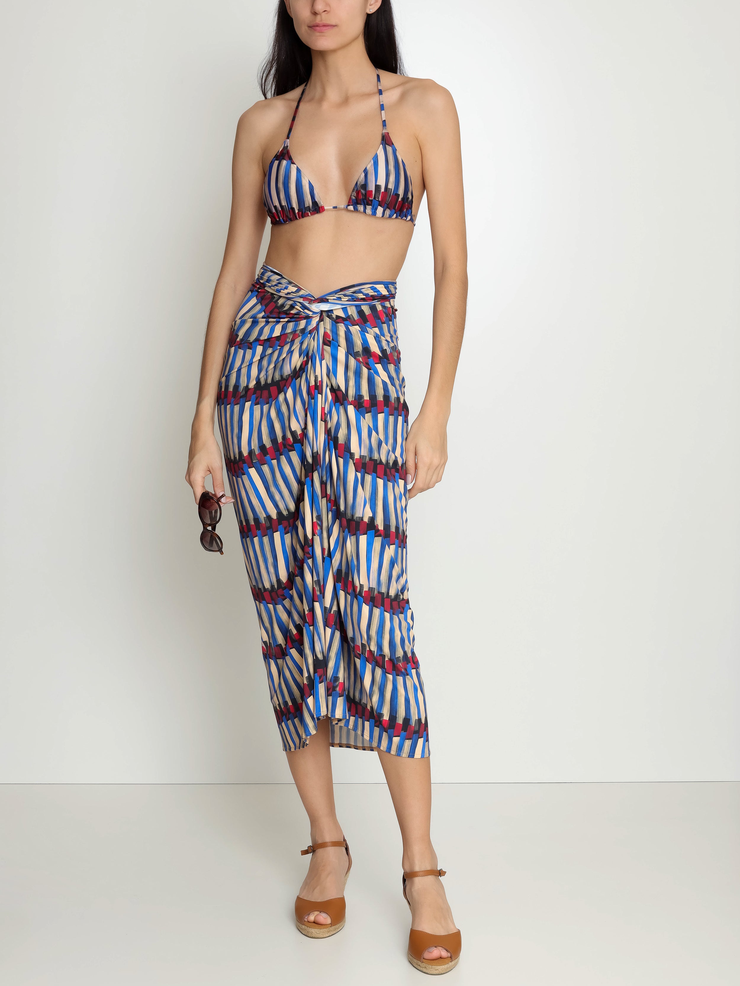 Diana Graphic-Print Skirt Pareo Knotted Cover-Up