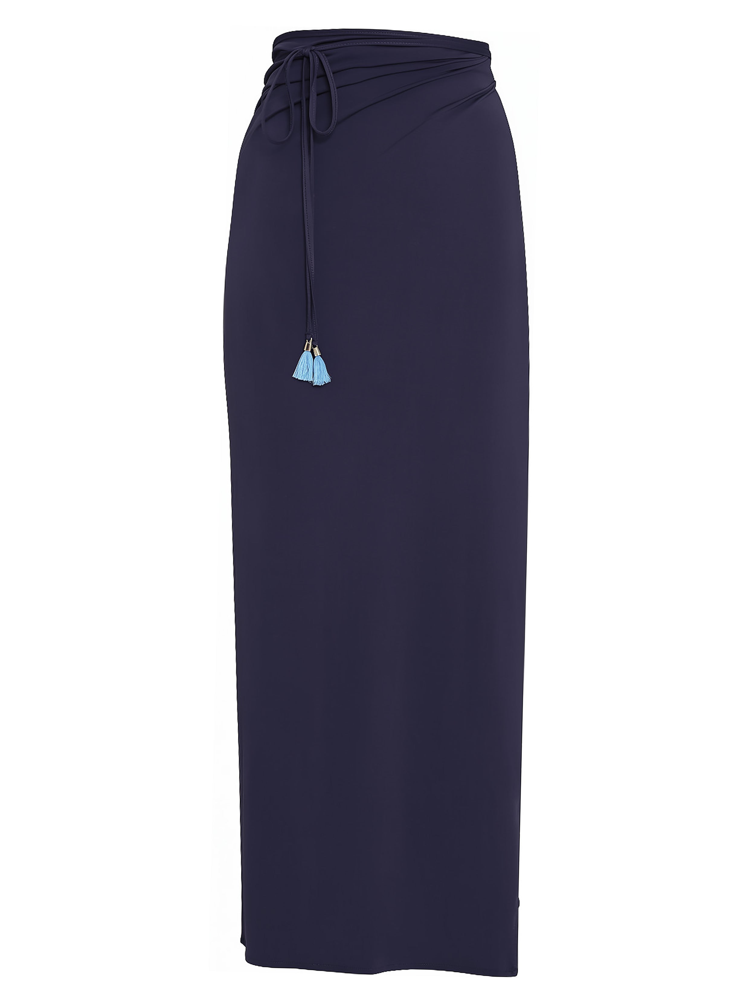 Diana Blue Plain Skirt Pareo Knotted Cover-Up