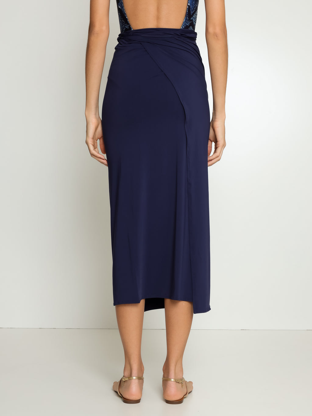 Diana Blue Plain Skirt Pareo Knotted Cover-Up
