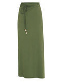Diana Green Plain Skirt Pareo Knotted Cover-Up