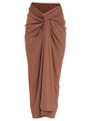 Diana Brown Plain Skirt Pareo Knotted Cover-Up
