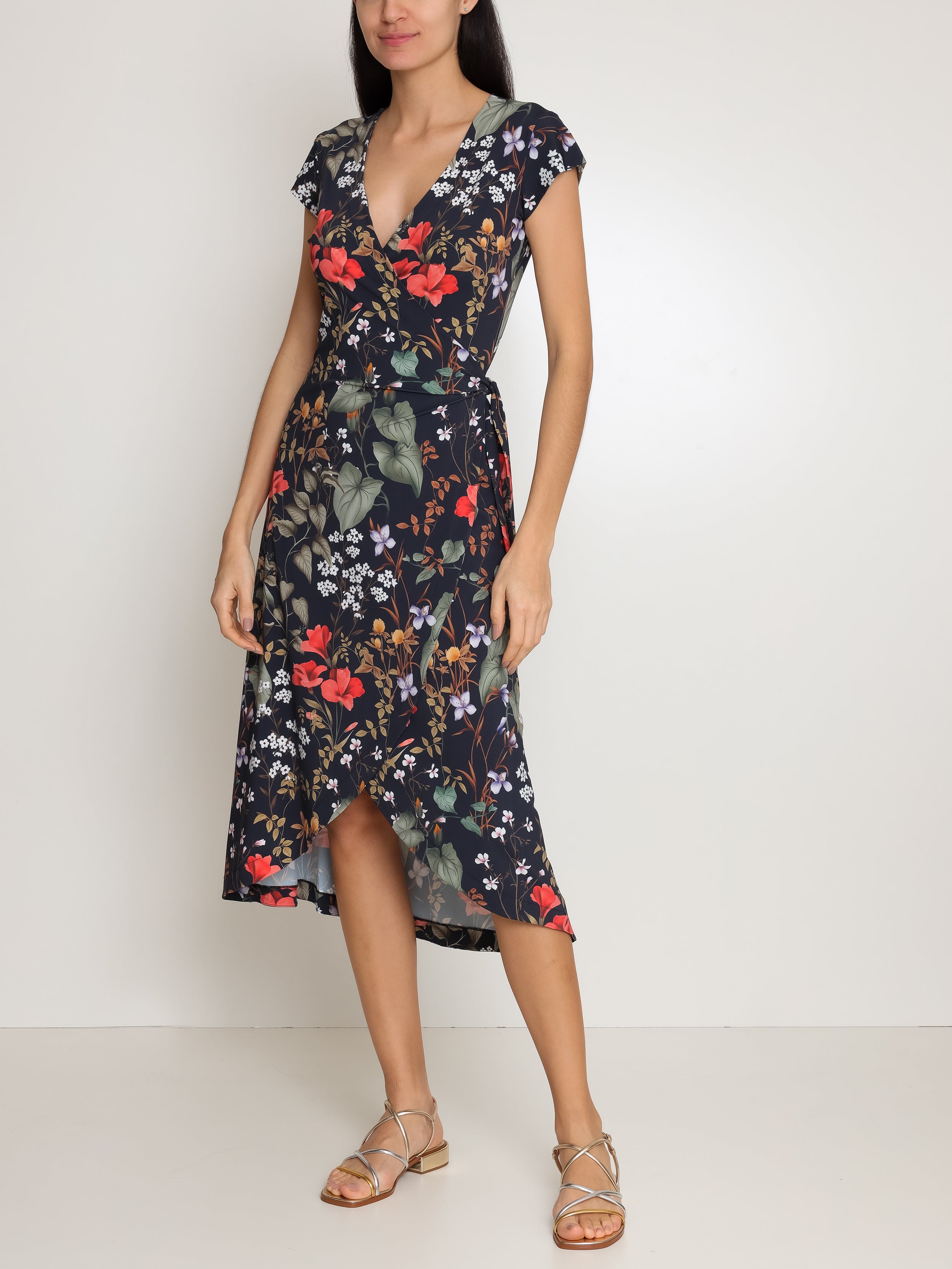 Falcao Floral-Print V-Neck Midi  Dress Orvalho