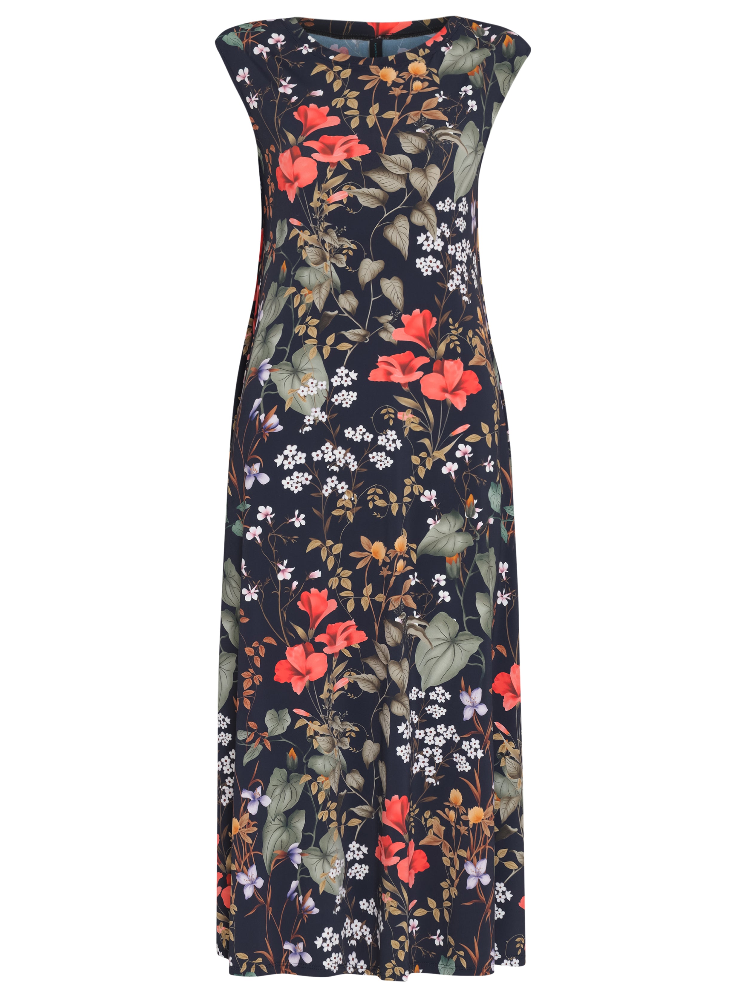 Tiê Floral-Print A-Line Silhouette Side-Seam Pockets Midi Dress Orvalho