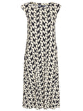Tiê Geometric-Print A-Line Silhouette Side-Seam Pockets Midi Dress Zaya