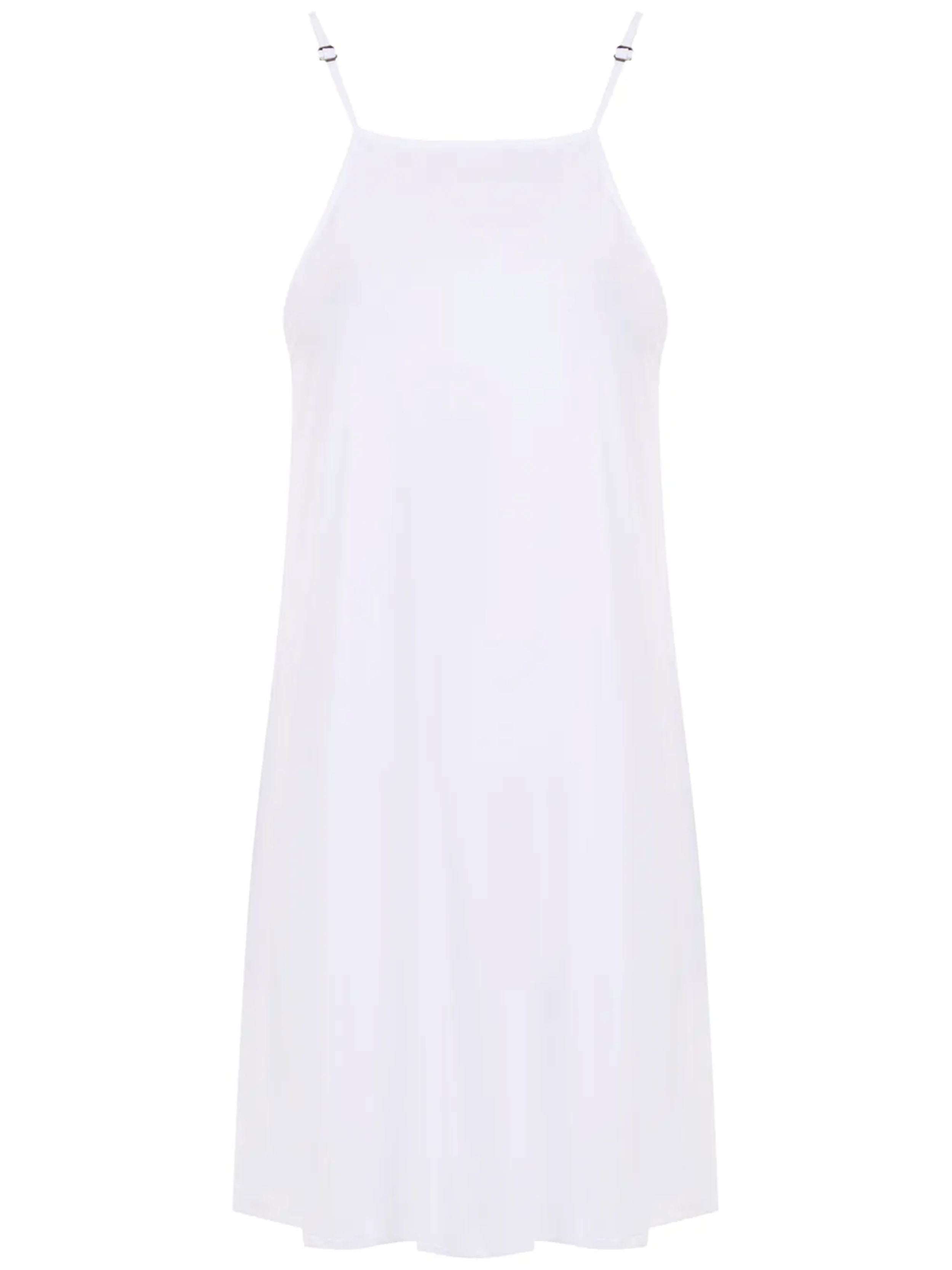 Isis White Plain Sleeveless Short Shift Dress