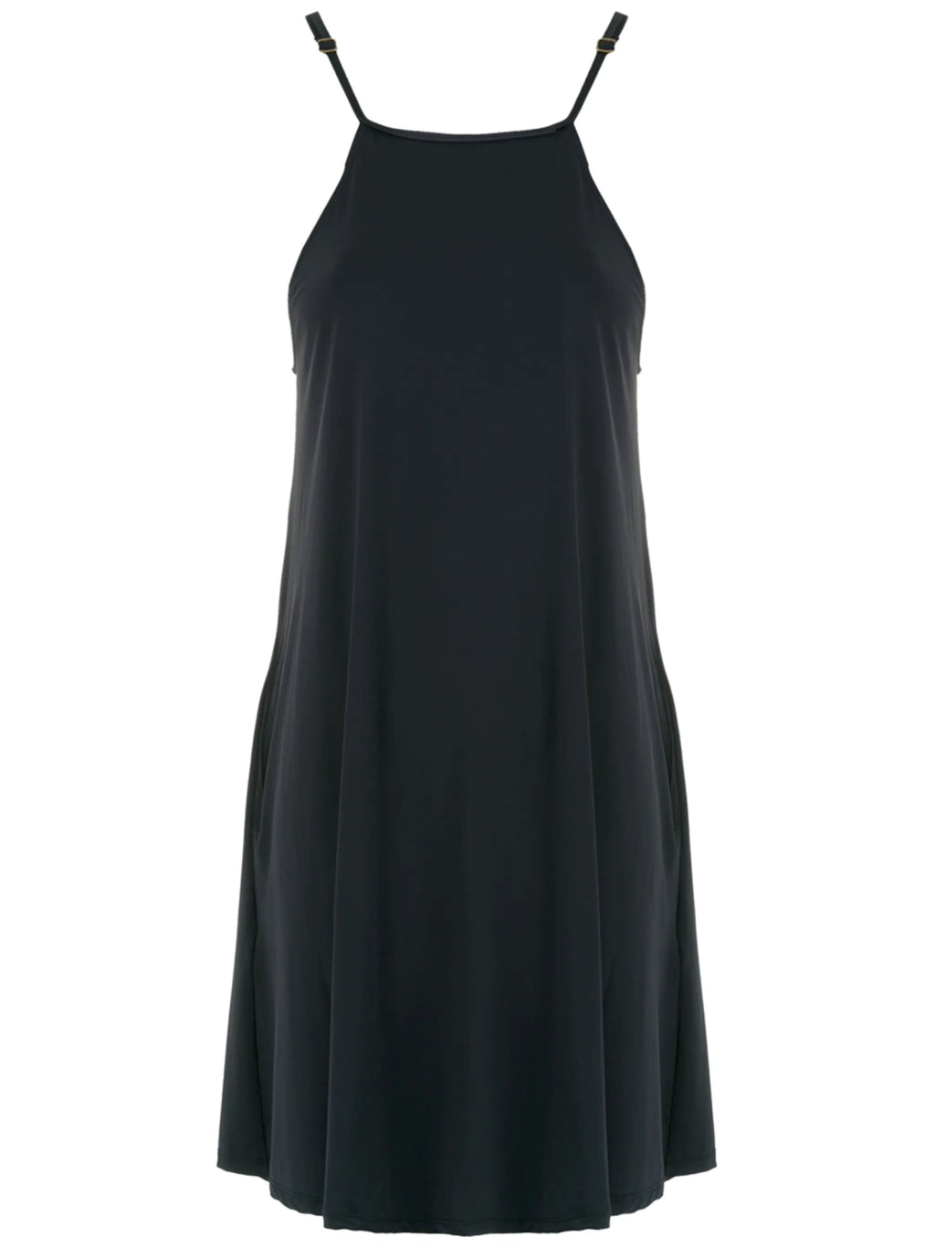 Isis Black Plain Sleeveless Short Shift Dress