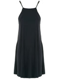 Isis Black Plain Sleeveless Short Shift Dress