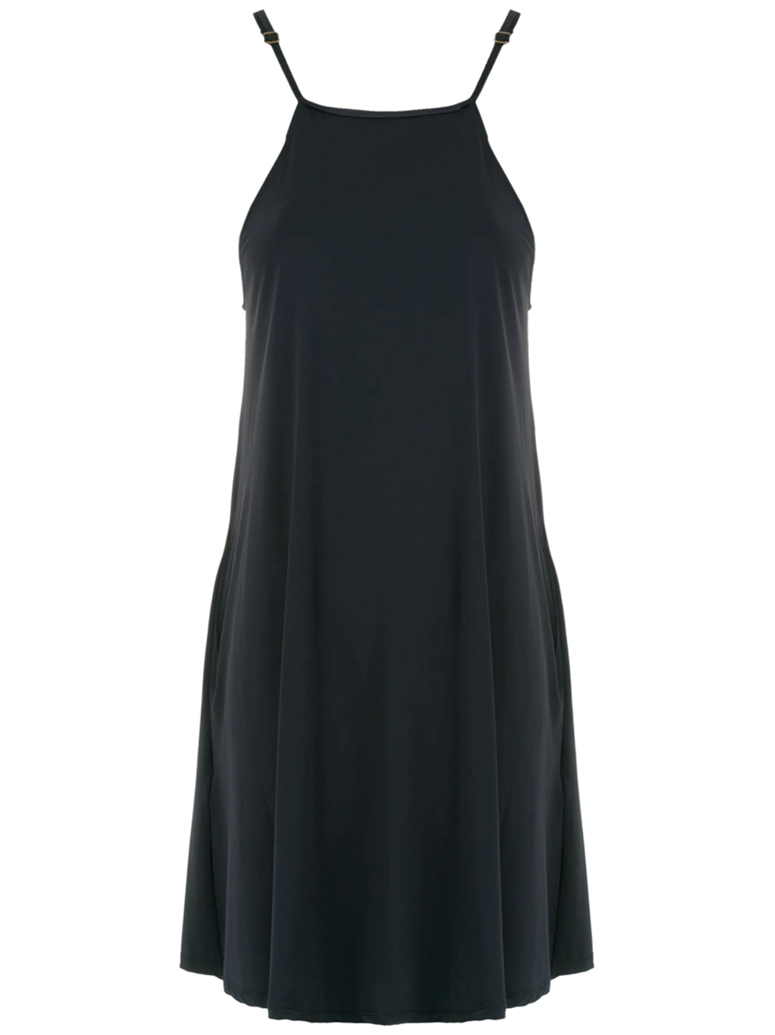 Isis Black Plain Sleeveless Short Shift Dress