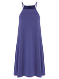 Isis Purple Plain Sleeveless Short Shift Dress