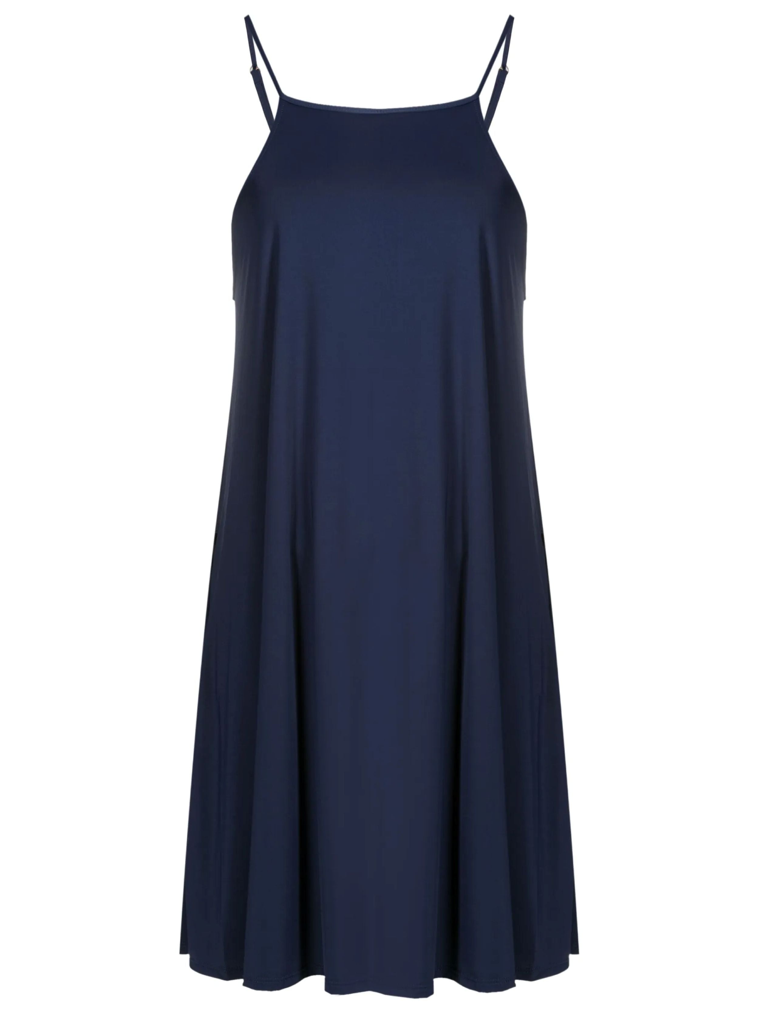 Isis Blue Plain Sleeveless Short Shift Dress