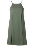 Isis Green Plain Sleeveless Short Shift Dress