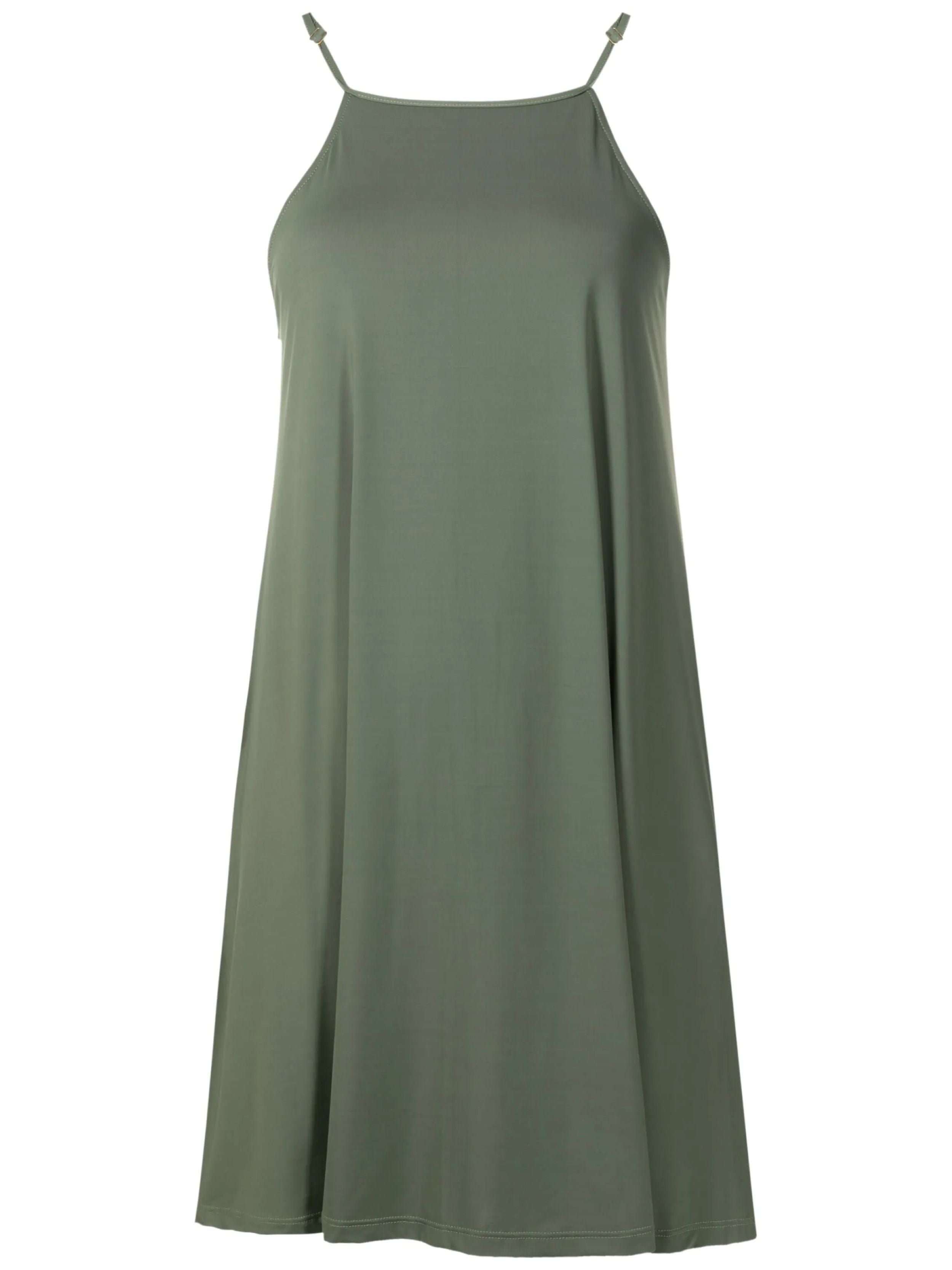 Isis Green Plain Sleeveless Short Shift Dress