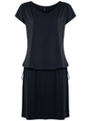 Shiva Black Plain Adjustable Drawstring Waist Blouson Dress