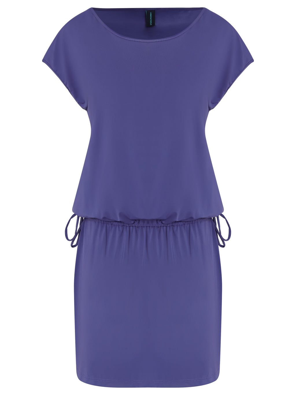 Shiva Purple Plain Adjustable Drawstring Waist Blouson Dress