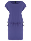 Shiva Purple Plain Adjustable Drawstring Waist Blouson Dress