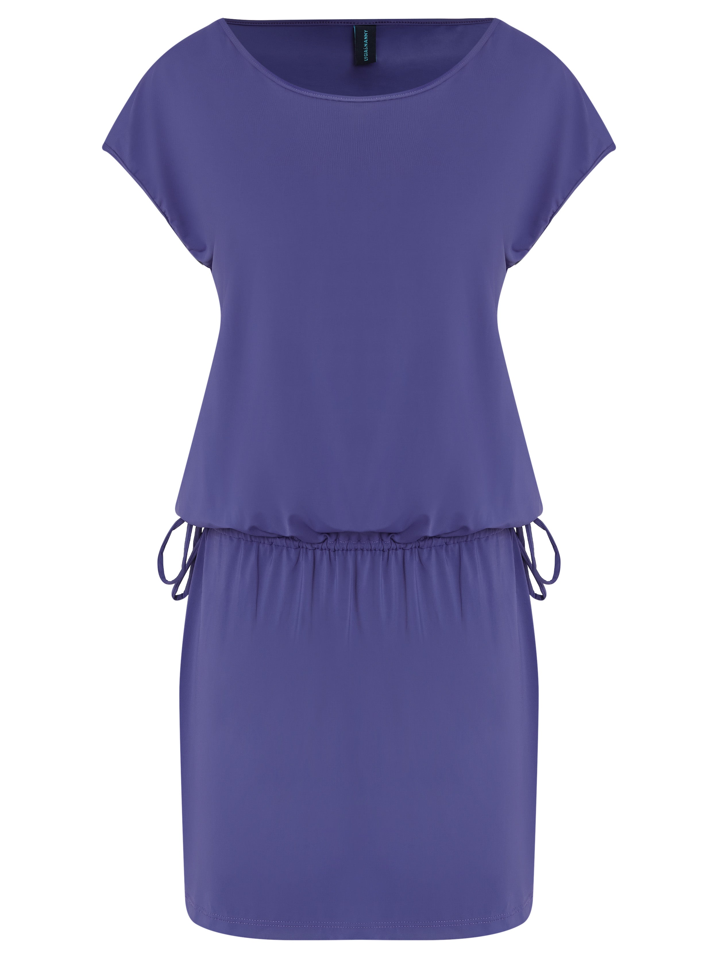 Shiva Purple Plain Adjustable Drawstring Waist Blouson Dress