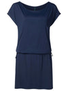 Shiva Blue Plain Adjustable Drawstring Waist Blouson Dress