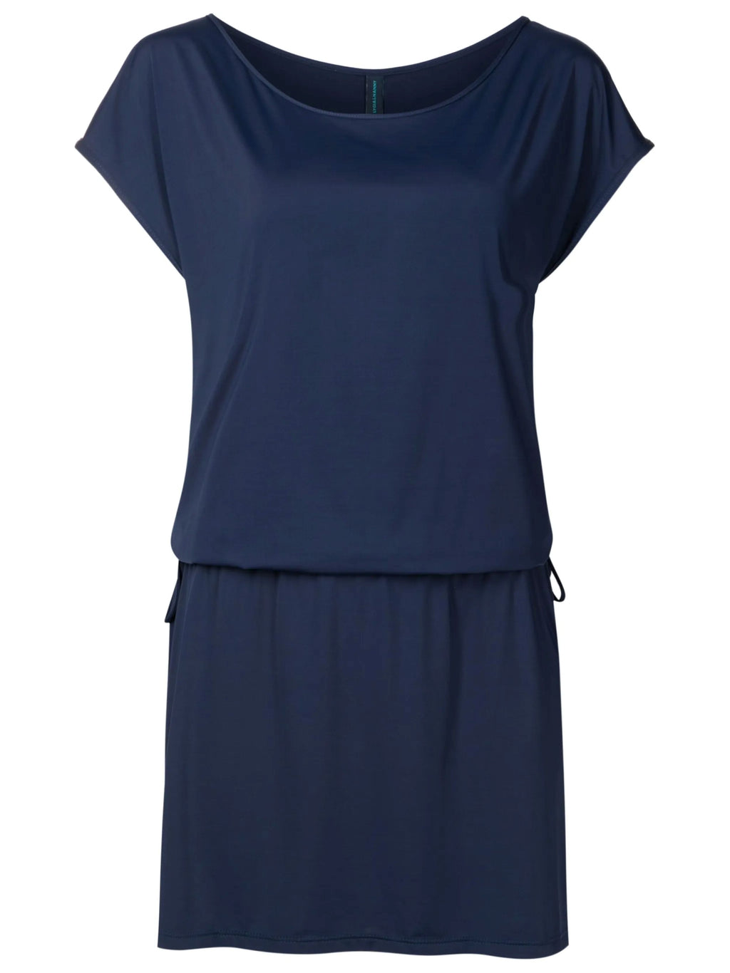 Shiva Blue Plain Adjustable Drawstring Waist Blouson Dress