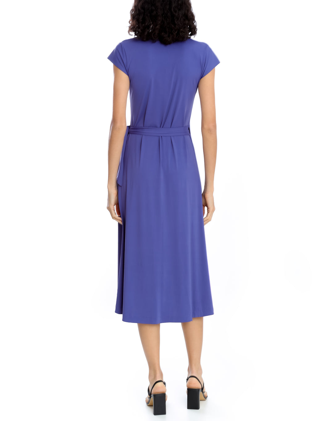 Falcao Purple Plain V-Neck Midi Dress