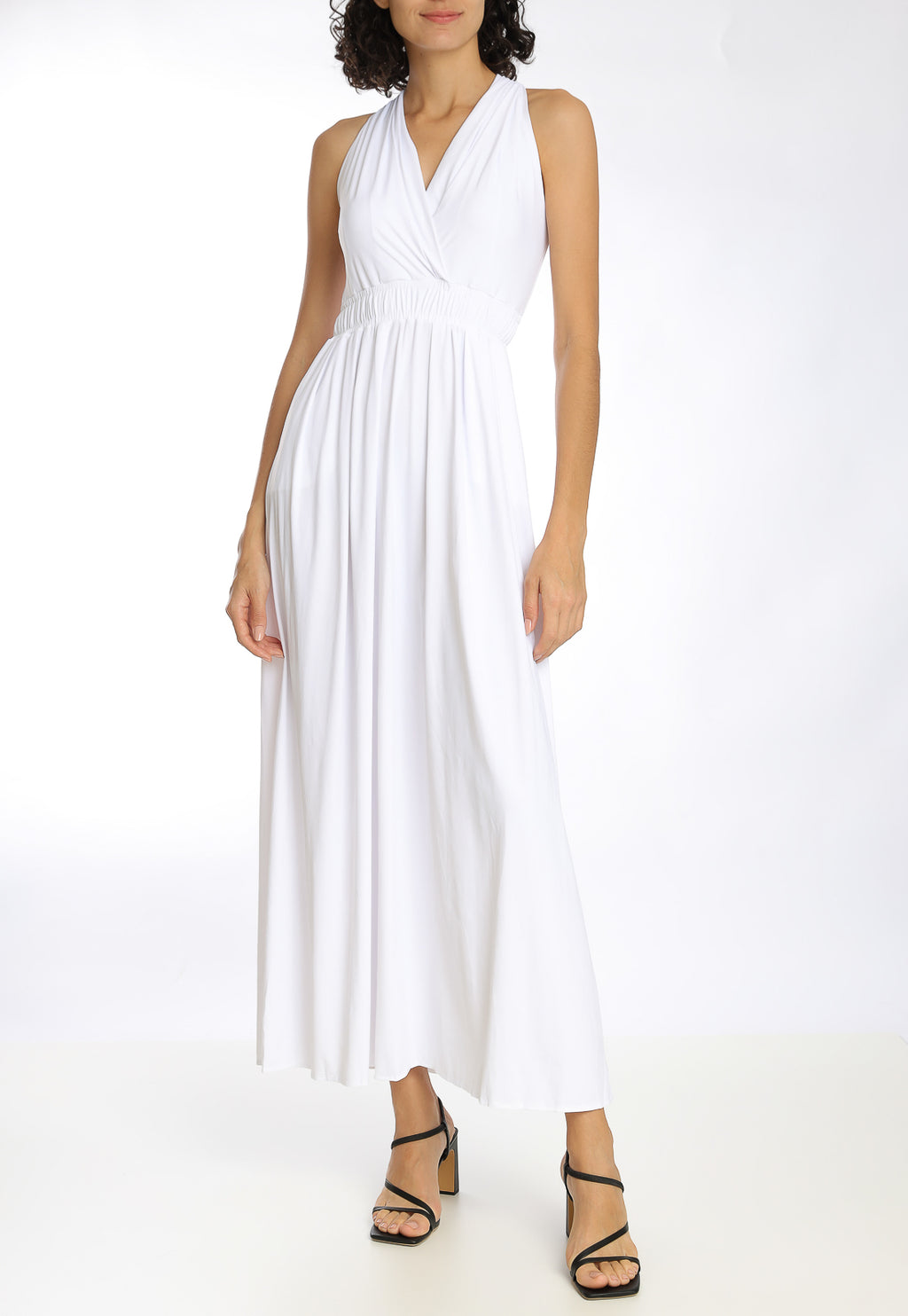 Venus White V-Neck Long Dress