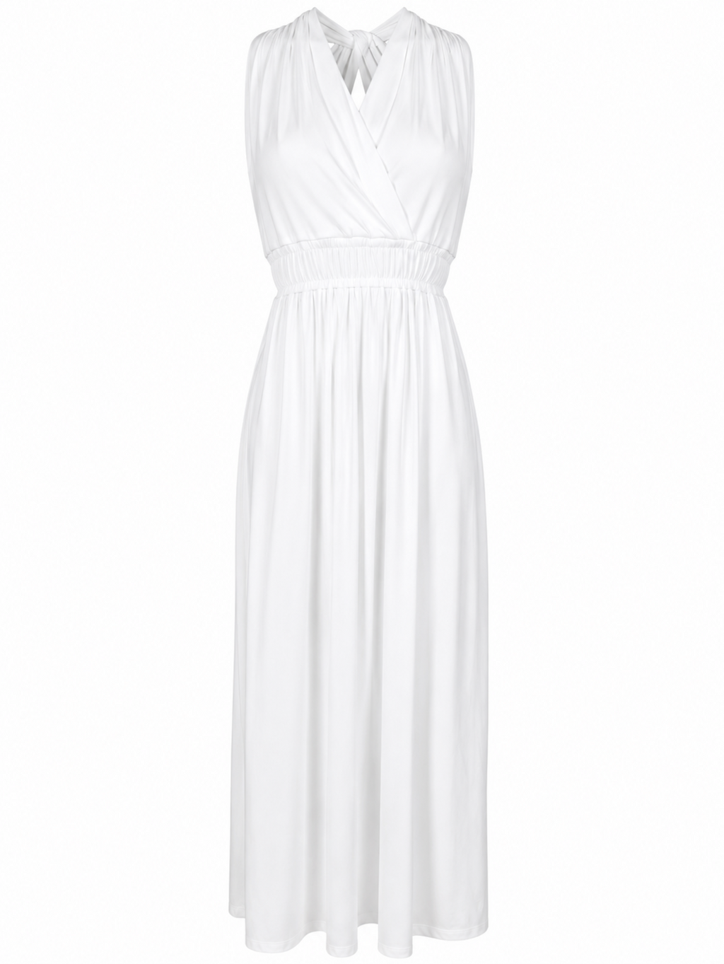 Venus White V-Neck Long Dress