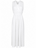 Venus White V-Neck Long Dress