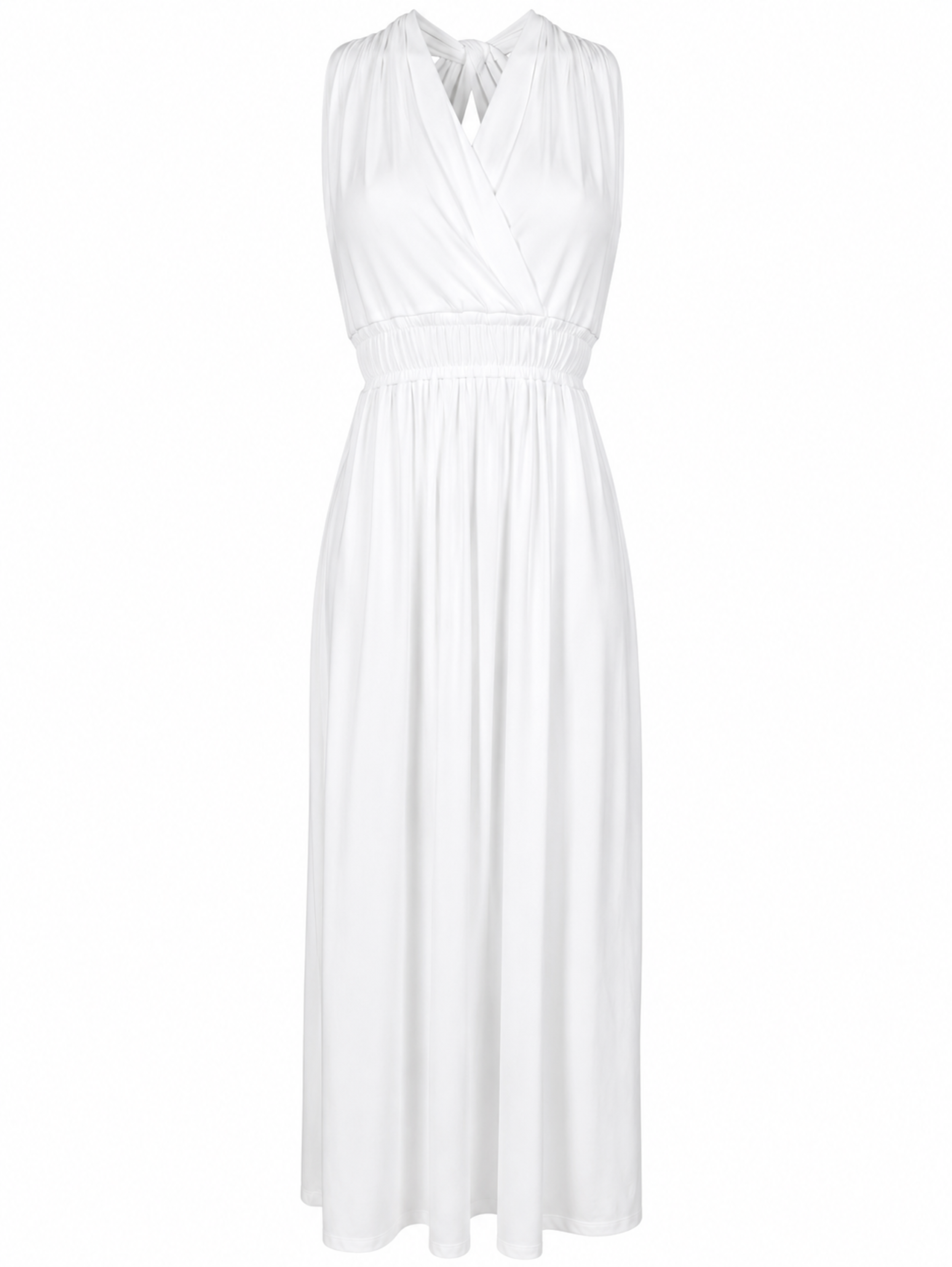 Venus White V-Neck Long Dress
