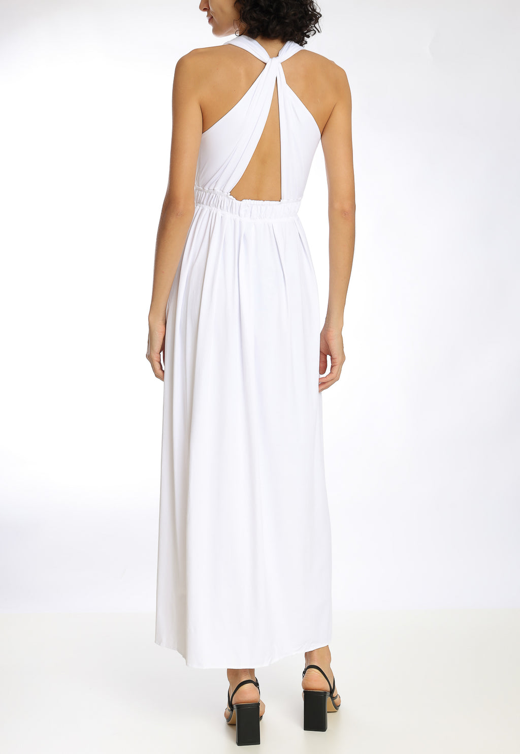 Venus White V-Neck Long Dress