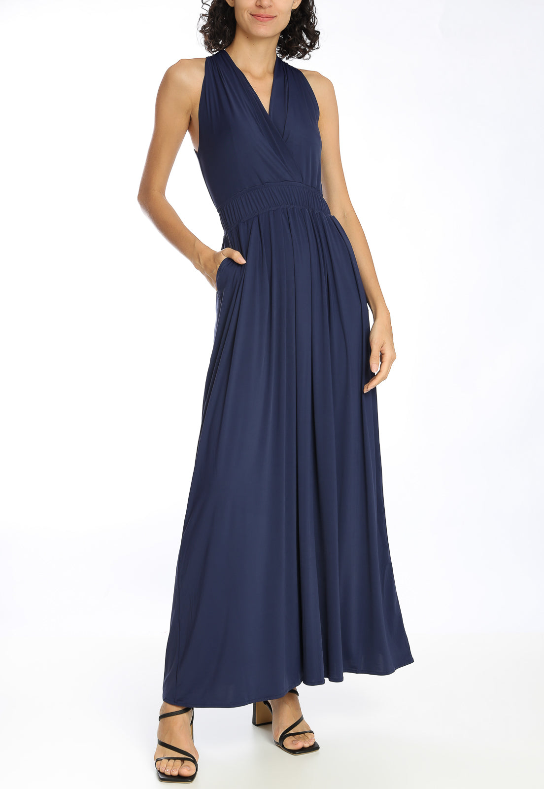 Venus Blue V-Neck Long Dress