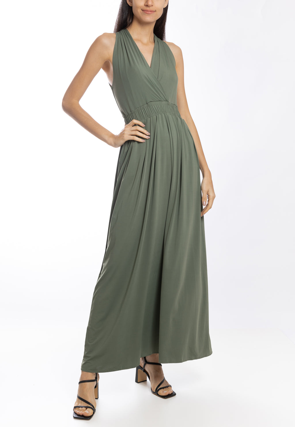 Venus Green V-Neck Long Dress