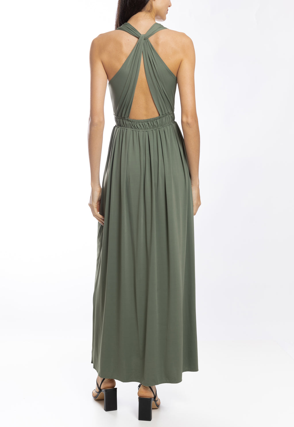 Venus Green V-Neck Long Dress