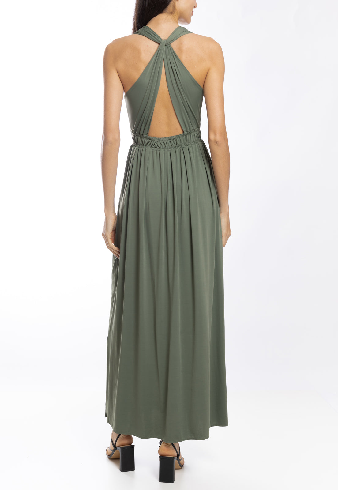 Venus Green V-Neck Long Dress