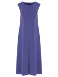 Tiê Purple A-Line Silhouette Side-Seam Pockets Midi Dress
